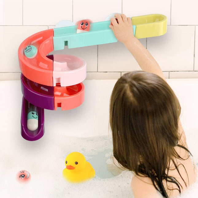 DIY Baby Bath Toys Wall Suction Cup Marble Race Run Track